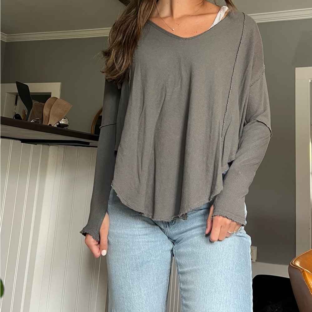 We the Free gray long sleeve top